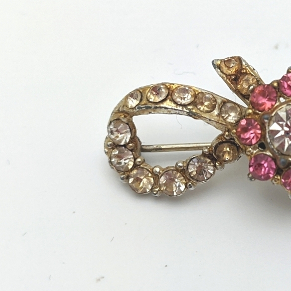 Pink Rhinestone Vintage Brooch - Picture 8 of 10